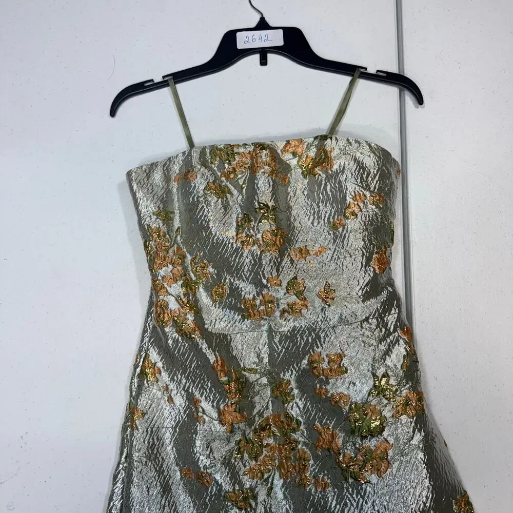 Staud Kennedy jacquard metalic floral midi dress Size 0 - Picture 6 of 12